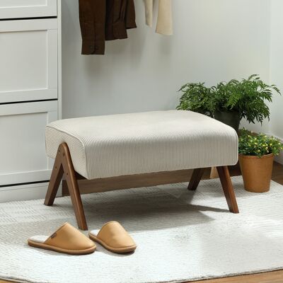 TORMATOR Reposapiés De Salón Taburete Bajo Con Asiento Acolchado Patas De Madera Para Sala De Estar Dormitorio 69x47x36 Cm Beige TORMATOR Reposapiés De Salón Taburete Bajo Con Asiento Acolchado Patas De Madera Para Sala De Estar Dormitorio 69x47x36 Cm Beige