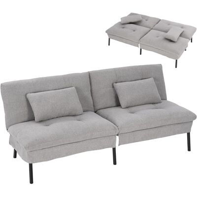 Woltu Sofá Cama De 2 Plazas En Tela Efecto Lino Con 2 Cojines Para Salón Y Dormitorio, Gris Claro Woltu Sofá Cama De 2 Plazas En Tela Efecto Lino Con 2 Cojines Para Salón Y Dormitorio, Gris Claro