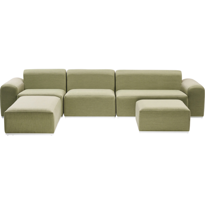 BELIANI Sofá Modular De Tela Para Exterior 7 Plazas Tapicería De Olefina Reversible Estructura De Aluminio Verde Oliva Battifollo BELIANI Sofá Modular De Tela Para Exterior 7 Plazas Tapicería De Olefina Reversible Estructura De Aluminio Verde Oliva Battifollo