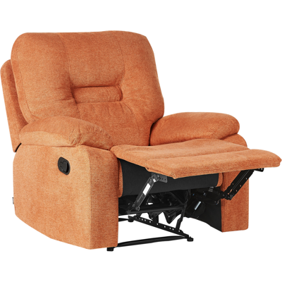Beliani - Sillón Reclinable Manual Moderno Acolchado De Tela Naranja Bergen Beliani - Sillón Reclinable Manual Moderno Acolchado De Tela Naranja Bergen