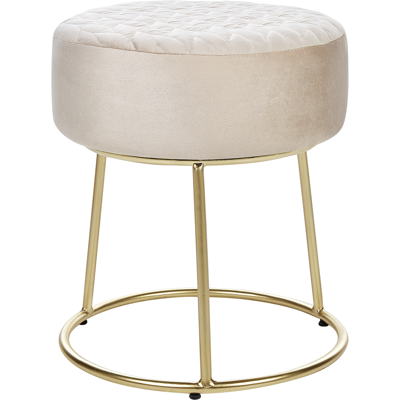 BELIANI Reposapiés Redondo De Terciopelo Base De Metal Dorado Puf Glamuroso Beige Delco BELIANI Reposapiés Redondo De Terciopelo Base De Metal Dorado Puf Glamuroso Beige Delco