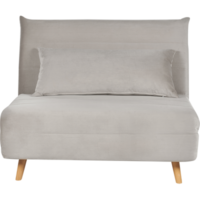 Beliani Sofá Cama Pequeño Gris Claro Terciopelo - Sofá Cama Beliani Sofá Cama Pequeño Gris Claro Terciopelo - Sofá Cama