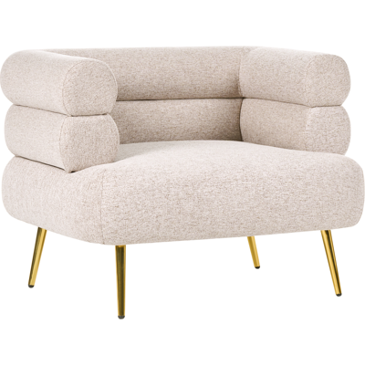 BELIANI Sillón Decorativo Elegante Tapizado De Tela Patas De Acero Dorado Salón Dormitorio Beige Bovik BELIANI Sillón Decorativo Elegante Tapizado De Tela Patas De Acero Dorado Salón Dormitorio Beige Bovik
