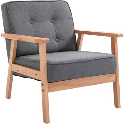 JHY DESIGN Sillón Capitoné De Estilo Escandinavo Con Botones De Tela Y Madera, 64,5 X 70 X 74 Cm, Gris. JHY DESIGN Sillón Capitoné De Estilo Escandinavo Con Botones De Tela Y Madera, 64,5 X 70 X 74 Cm, Gris.