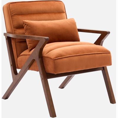 Sweeek Antoine Terra Cotta Sillón escandinavo de madera y terciopelo - Muebles Sweeek Antoine Terra Cotta Sillón escandinavo de madera y terciopelo - Muebles