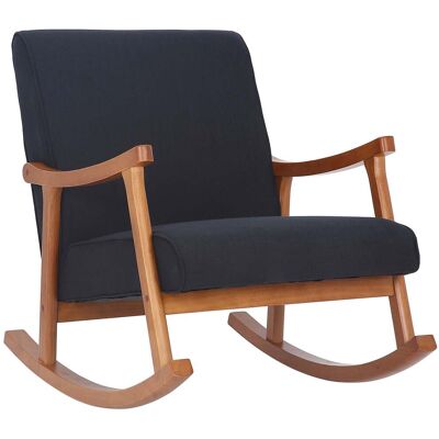 DÉCOSHOP26 Illa Mecedora Estilo Rocking Chair De Tela Negra Y Patas De Madera Fab1006 DÉCOSHOP26 Illa Mecedora Estilo Rocking Chair De Tela Negra Y Patas De Madera Fab1006
