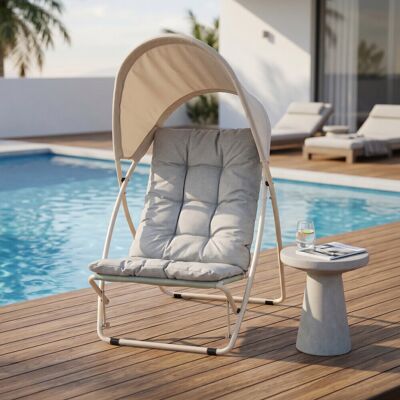 HAPPERS Sillón De Jardín Y Exterior Plegable Gris Único HAPPERS Sillón De Jardín Y Exterior Plegable Gris Único