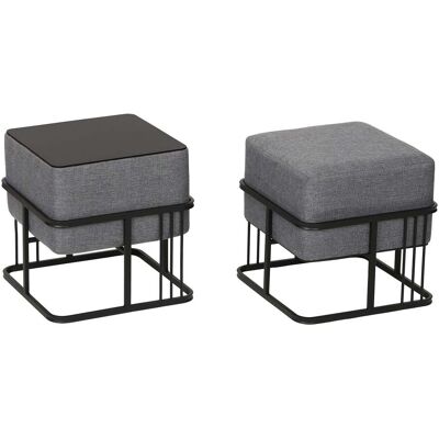 HELLOSHOP26 Juego De 2 Pufs Apilables Diseño Moderno Y Atemporal 38 X 38 X 38 Cm Multifuncionales Cuadrados Gris Oscuro 030009691 HELLOSHOP26 Juego De 2 Pufs Apilables Diseño Moderno Y Atemporal 38 X 38 X 38 Cm Multifuncionales Cuadrados Gris Oscuro 030009691