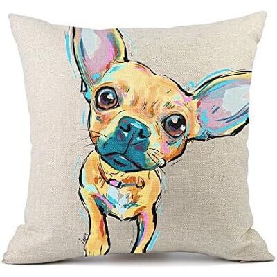 OEM Funda De Almohada/cojín De Lino Con Estampado De Chihuahua Para Decoración Del Hogar, 45 X 45 Cm (18 X 18 Pulgadas) OEM Funda De Almohada/cojín De Lino Con Estampado De Chihuahua Para Decoración Del Hogar, 45 X 45 Cm (18 X 18 Pulgadas)