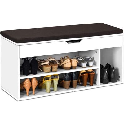 Costway - Zapatero Con Asiento Banco De Zapatos Almacenamiento Taburete Acolchado En Pasillo Blanco Costway - Zapatero Con Asiento Banco De Zapatos Almacenamiento Taburete Acolchado En Pasillo Blanco