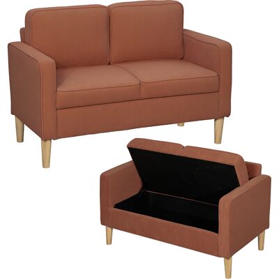 JHY DESIGN Sofá De Dos Plazas Con Espacio De Almacenamiento Y Patas De Madera Maciza, Para Salón O Dormitorio, 117 X 63 X 79 Cm, Color Naranja. JHY DESIGN Sofá De Dos Plazas Con Espacio De Almacenamiento Y Patas De Madera Maciza, Para Salón O Dormitorio, 117 X 63 X 79 Cm, Color Naranja.