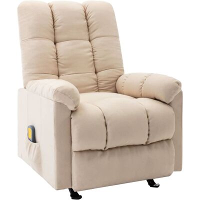 vidaXL Sillón de Masaje Crema de Tela - Reclinable con 6 Puntos vidaXL Sillón de Masaje Crema de Tela - Reclinable con 6 Puntos