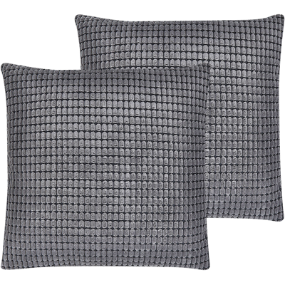 Conjunto de 2 Cojines de Terciopelo Gris - Cojines Conjunto de 2 Cojines de Terciopelo Gris - Cojines