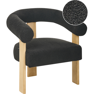 BELIANI Sillón Retro Salón Tapizado De Bouclé Patas De Madera Negro Y Marrón Claro Ilbro BELIANI Sillón Retro Salón Tapizado De Bouclé Patas De Madera Negro Y Marrón Claro Ilbro