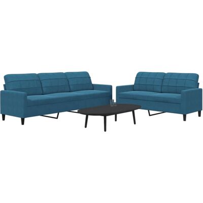 Juego de Sofás de Terciopelo Azul VidaXL - Muebles de Sala Juego de Sofás de Terciopelo Azul VidaXL - Muebles de Sala