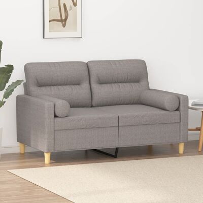 Sofá de 2 plazas de Tela Taupe con Cojines - Sofá Sofá de 2 plazas de Tela Taupe con Cojines - Sofá