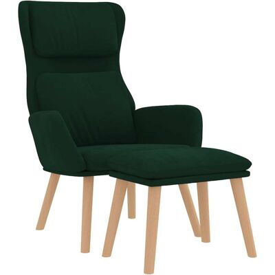 Sillón de terciopelo verde oscuro VIDAXL con taburete - Sillón relax Sillón de terciopelo verde oscuro VIDAXL con taburete - Sillón relax