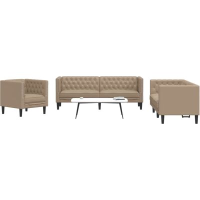 Conjunto de Sofás Chesterfield Vidaxl - Cuero sintético - Marrón Conjunto de Sofás Chesterfield Vidaxl - Cuero sintético - Marrón