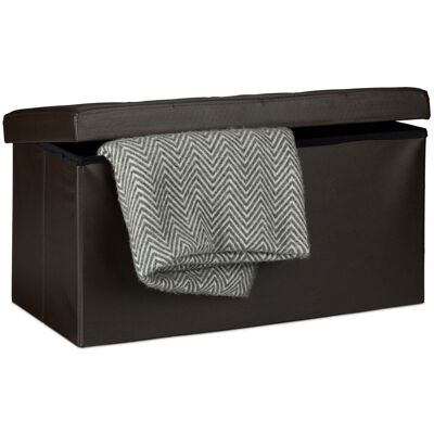 Relaxdays - Baúl Almacenaje Polipiel, Banco Plegable 38x76x38 Cm, Puff, Asiento Con Almacenamiento Hasta 300 Kg, Marrón Relaxdays - Baúl Almacenaje Polipiel, Banco Plegable 38x76x38 Cm, Puff, Asiento Con Almacenamiento Hasta 300 Kg, Marrón