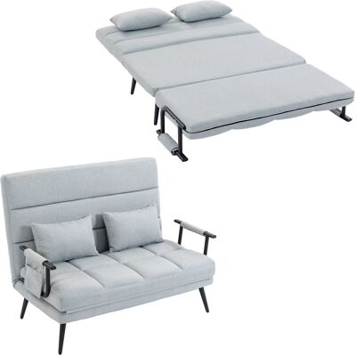 Homcom Sofá Cama 2 Plazas Convertible, 3 En 1, Sofá Cama Plegable, Tapizado En Lino, Respaldo Ajustable, 2 Almohadas, 127x73x95 Cm, Gris Claro Homcom Sofá Cama 2 Plazas Convertible, 3 En 1, Sofá Cama Plegable, Tapizado En Lino, Respaldo Ajustable, 2 Almohadas, 127x73x95 Cm, Gris Claro