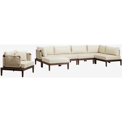 Sklum - Conjunto De Jardín Con Sofá Modular Rinconera De 5 Piezas Con Puff Y Sillón En Acacia Giulia Sklum - Conjunto De Jardín Con Sofá Modular Rinconera De 5 Piezas Con Puff Y Sillón En Acacia Giulia