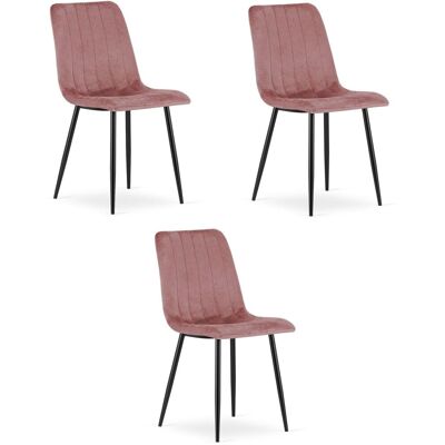 AKORD Silla Lava - Terciopelo Rosa / Patas Negras X 3 AKORD Silla Lava - Terciopelo Rosa / Patas Negras X 3