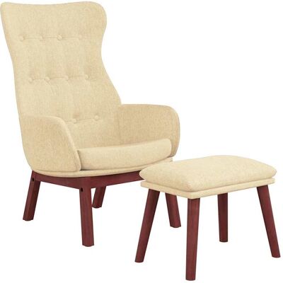 Nova Sillón De Relax Con Taburete Tela Color Crema Vidaxl Nova Sillón De Relax Con Taburete Tela Color Crema Vidaxl