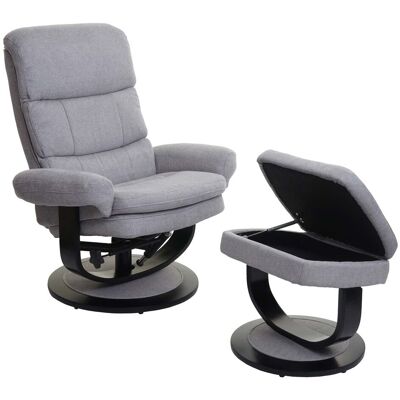 DÉCOSHOP26 Sillón Relax Reposapiés Tv Con Compartimento De Almacenamiento En Tejido Gris 040001945 DÉCOSHOP26 Sillón Relax Reposapiés Tv Con Compartimento De Almacenamiento En Tejido Gris 040001945