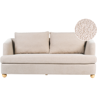 BELIANI Sofá De 3 Plazas Con Tapizado De Bouclé Reposabrazos Y Patas Redondas De Madera Salón Beige Rattvik BELIANI Sofá De 3 Plazas Con Tapizado De Bouclé Reposabrazos Y Patas Redondas De Madera Salón Beige Rattvik