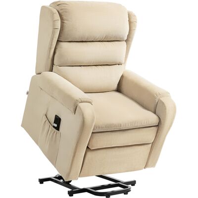 JHY DESIGN Sillón Elevador Reclinable De 160° Con Reposapiés Y Mando A Distancia, Terciopelo, 85 X 88 X 109 Cm, Color Crema. JHY DESIGN Sillón Elevador Reclinable De 160° Con Reposapiés Y Mando A Distancia, Terciopelo, 85 X 88 X 109 Cm, Color Crema.