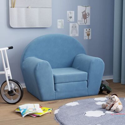 vidaXL Sofá Cama Infantil - Azul Felpa 2 en 1 vidaXL Sofá Cama Infantil - Azul Felpa 2 en 1
