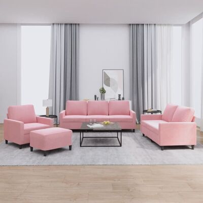 Conjunto de Sofás de Terciopelo Rosa 4 Piezas - Muebles para Salón Conjunto de Sofás de Terciopelo Rosa 4 Piezas - Muebles para Salón