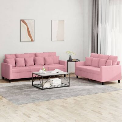 vidaXL Sofá de Terciopelo Rosa 2-3 Plazas - Conjunto de Sofás vidaXL Sofá de Terciopelo Rosa 2-3 Plazas - Conjunto de Sofás