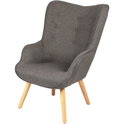 MEUBLORAMA Sillón De Salón En Tela Gris Oscuro Con Patas De Madera Colección Enjoy. Estilo Escandinavo. MEUBLORAMA Sillón De Salón En Tela Gris Oscuro Con Patas De Madera Colección Enjoy. Estilo Escandinavo.