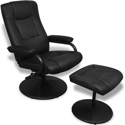HELLOSHOP26 Sillón Sillón Asiento De Salón Sofá Club De Diseño Salón Con Reposapiés Cuero Sintético Negro 1102063/4 HELLOSHOP26 Sillón Sillón Asiento De Salón Sofá Club De Diseño Salón Con Reposapiés Cuero Sintético Negro 1102063/4