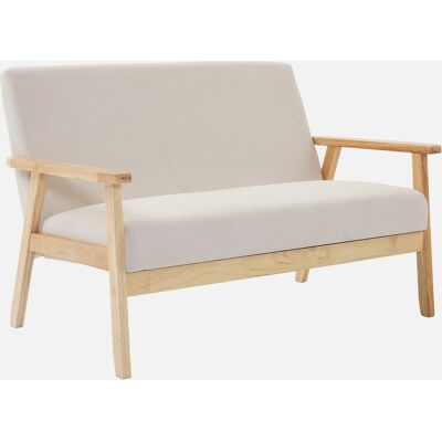 Sweeek - Sofá-banco 2 Plazas, Pana, Patas De Madera, Isak Pana, Crema, 114x69.5x73 Cm Sweeek - Sofá-banco 2 Plazas, Pana, Patas De Madera, Isak Pana, Crema, 114x69.5x73 Cm