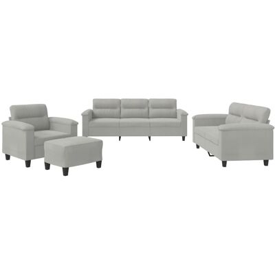 Juego de Sofás 4 Piezas Microfibra Gris Claro Vidaxl Juego de Sofás 4 Piezas Microfibra Gris Claro Vidaxl