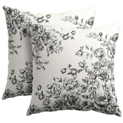 OEM Fundas De Cojín Decorativas Vintage Con Estampado Floral, 20x20 Pulgadas, Juego De Dos Piezas, Estampado Botánico De Hojas Negras, Algodón Y Lino, Reversibles, Aptas Para Sofás/bancos – Compatibles Co OEM Fundas De Cojín Decorativas Vintage Con Estampado Floral, 20x20 Pulgadas, Juego De Dos Piezas, Estampado Botánico De Hojas Negras, Algodón Y Lino, Reversibles, Aptas Para Sofás/bancos – Compatibles Co