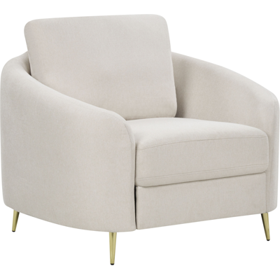 Beliani - Sillón Retro Tapizado Patas Curvas Doradas Tela Beige Claro Trosa Beliani - Sillón Retro Tapizado Patas Curvas Doradas Tela Beige Claro Trosa