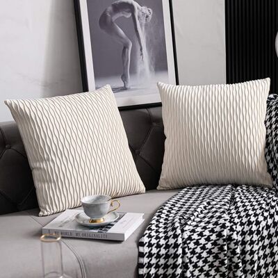 OEM Fundas De Cojín Para Sofá Color Blanco Marfil: Paquete De 2 Fundas Cuadradas De Terciopelo A Rayas Originales De 45 Cm X 45 Cm Para La Decoración Del Hogar. OEM Fundas De Cojín Para Sofá Color Blanco Marfil: Paquete De 2 Fundas Cuadradas De Terciopelo A Rayas Originales De 45 Cm X 45 Cm Para La Decoración Del Hogar.