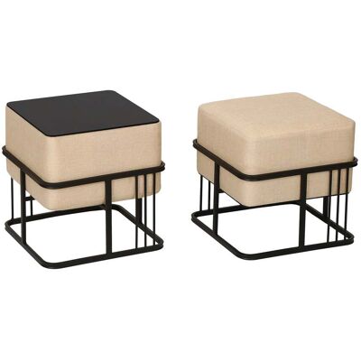 HELLOSHOP26 Juego De 2 Pufs Apilables Diseño Moderno Y Atemporal Multifuncionales Cuadrados Beige 030009689 HELLOSHOP26 Juego De 2 Pufs Apilables Diseño Moderno Y Atemporal Multifuncionales Cuadrados Beige 030009689