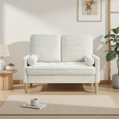 OKWISH Sofá 2 Plazas 121x76x87 Cm, Sofá Compacto Con Cojines Acolchados, Para Salón, Apartamento O Dormitorio - Tela Pana Beige OKWISH Sofá 2 Plazas 121x76x87 Cm, Sofá Compacto Con Cojines Acolchados, Para Salón, Apartamento O Dormitorio - Tela Pana Beige