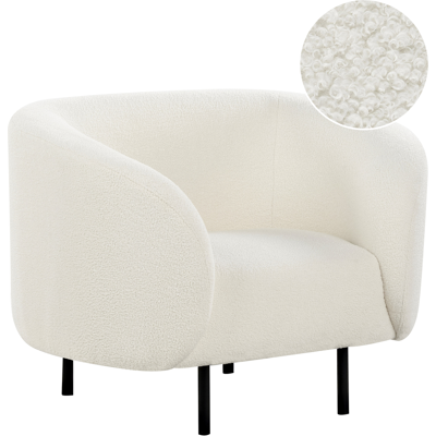 Beliani - Sillón De Poliéster Blanco Negro Bouclé Suave Patas Retro Glamour Loen Beliani - Sillón De Poliéster Blanco Negro Bouclé Suave Patas Retro Glamour Loen