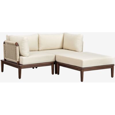 Sklum - Sofá Modular De 2 Piezas Con 2 Sillones Esquineros Y Puff En Acacia Giulia Sklum - Sofá Modular De 2 Piezas Con 2 Sillones Esquineros Y Puff En Acacia Giulia