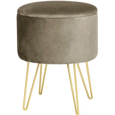 Puf Akord Lili De Terciopelo Con Función De Apertura Con Contenedor, Color Beige Altura 45 Cm Puf Akord Lili De Terciopelo Con Función De Apertura Con Contenedor, Color Beige Altura 45 Cm