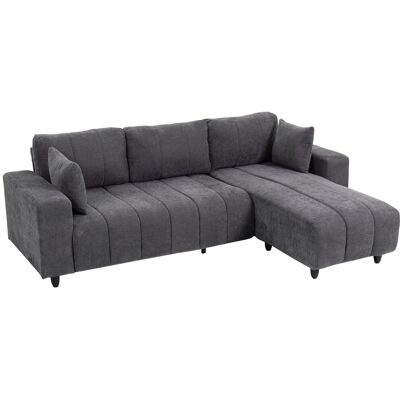 Homcom Sofá Chaise Longue Reversible, Sofá Esquinero Forma De L De 4 Plazas, 2 Almohadas, Tapizado En Lino, Marco De Acero, 242x156x87 Cm, Gris Oscuro Homcom Sofá Chaise Longue Reversible, Sofá Esquinero Forma De L De 4 Plazas, 2 Almohadas, Tapizado En Lino, Marco De Acero, 242x156x87 Cm, Gris Oscuro