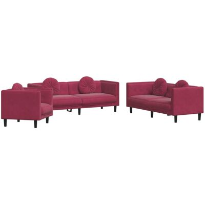 VIDAXL Juego de Sofás de Terciopelo Rojo - Muebles Modernos VIDAXL Juego de Sofás de Terciopelo Rojo - Muebles Modernos