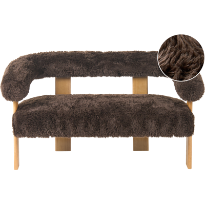 BELIANI Sofá 2 Plazas Retro Salón Tapizado De Pelo Sintético Patas De Madera Marrón Oscuro Y Marrón Claro Ilbro BELIANI Sofá 2 Plazas Retro Salón Tapizado De Pelo Sintético Patas De Madera Marrón Oscuro Y Marrón Claro Ilbro