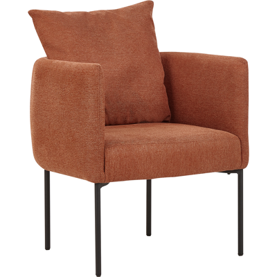 BELIANI Sillón Elegante Con Cojín Patas De Hierro Negras Estilo Retro Lino Sintético Marrón Dorado Malmos BELIANI Sillón Elegante Con Cojín Patas De Hierro Negras Estilo Retro Lino Sintético Marrón Dorado Malmos