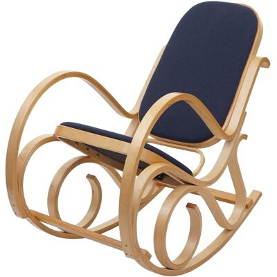Décoshop26 - Mecedora Mecedora De Madera Clara, Asiento De Tela Gris Antracita Fab040027 Décoshop26 - Mecedora Mecedora De Madera Clara, Asiento De Tela Gris Antracita Fab040027